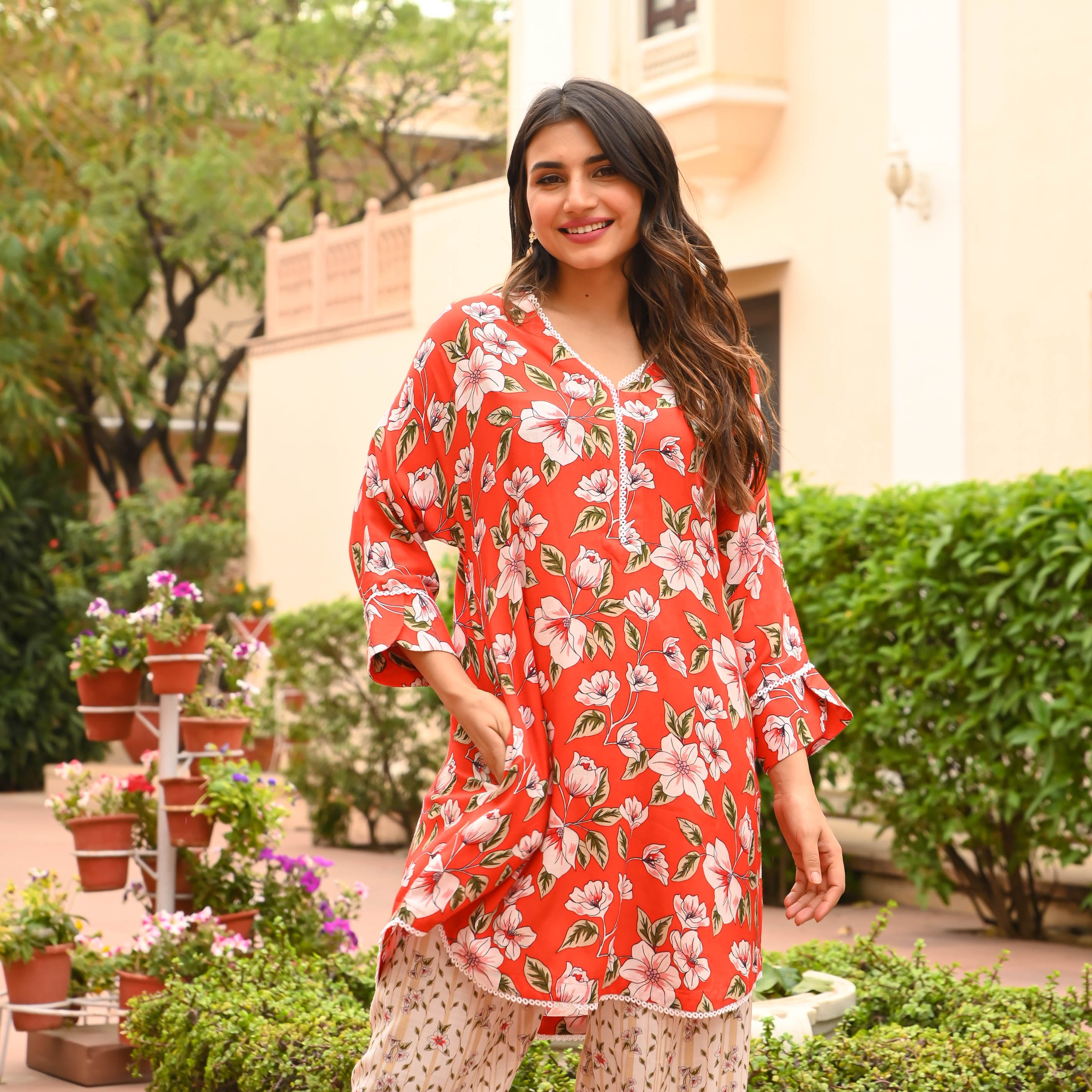 Double Delight Floral Salwar Kurta Pant Set For Women Online